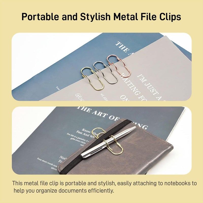 Ceemiaa 12-Pack Metal Pen Clips – Gold, Silver & Rose Gold Paperclip Pen Holders for Notebooks, Journals & Office Use - Image 5